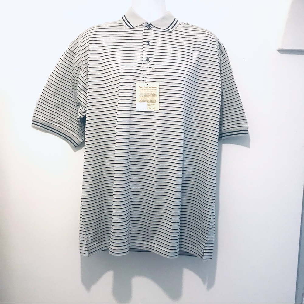 Winner Mate Men’s Golf Shirt Style 602 Gray Black Stripe Size Large